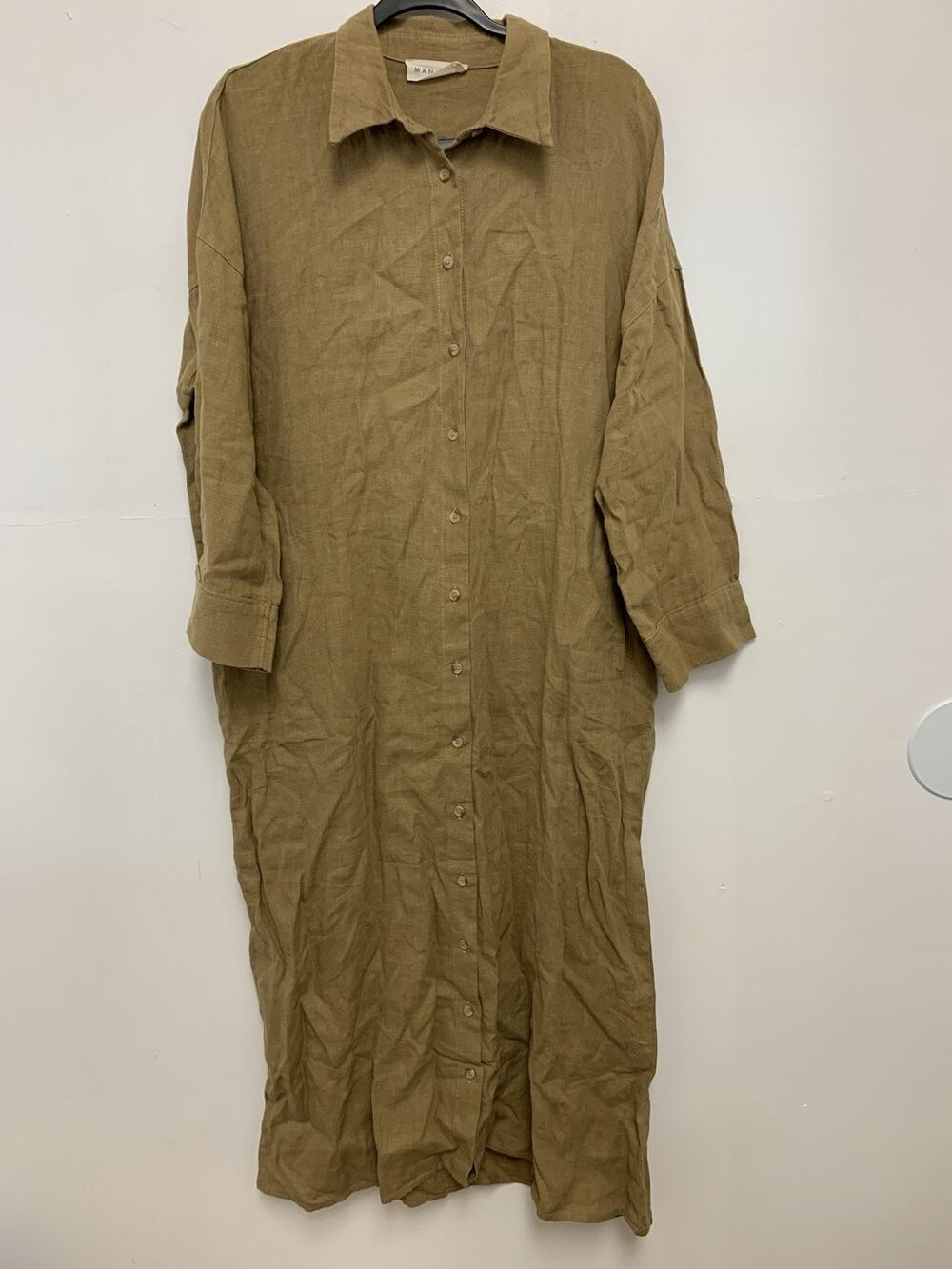 Manuka Womens Button Up Long Dress Cotton Linen Minimalist Lagenlook S/M